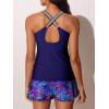 imageSummer Mae Modest Tankini Swimsuits for Women 2025 Two Piece Bathing Suits with Sporty Pockets Boy Shorts for Tummy ControlPurple Leaf Shadows