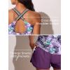 imageSummer Mae Modest Tankini Swimsuits for Women 2025 Two Piece Bathing Suits with Sporty Pockets Boy Shorts for Tummy ControlPurplish Blue Lemon