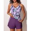 imageSummer Mae Modest Tankini Swimsuits for Women 2025 Two Piece Bathing Suits with Sporty Pockets Boy Shorts for Tummy ControlPurplish Blue Lemon