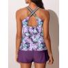 imageSummer Mae Modest Tankini Swimsuits for Women 2025 Two Piece Bathing Suits with Sporty Pockets Boy Shorts for Tummy ControlPurplish Blue Lemon