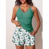 imageSummer Mae Modest Tankini Swimsuits for Women 2025 Two Piece Bathing Suits with Sporty Pockets Boy Shorts for Tummy ControlSolitary Silhouette Bloom