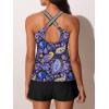 imageSummer Mae Modest Tankini Swimsuits for Women 2025 Two Piece Bathing Suits with Sporty Pockets Boy Shorts for Tummy ControlStarry Sky