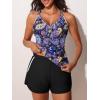 imageSummer Mae Modest Tankini Swimsuits for Women 2025 Two Piece Bathing Suits with Sporty Pockets Boy Shorts for Tummy ControlStarry Sky