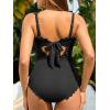 imageSummer Mae One Shoulder Womens One Piece Swimsuit Ribbed Scalloped Swim Suits Slimming Full Coverage Modest Bathing SuitBlack