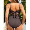 imageSummer Mae One Shoulder Womens One Piece Swimsuit Ribbed Scalloped Swim Suits Slimming Full Coverage Modest Bathing SuitBrown