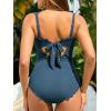 imageSummer Mae One Shoulder Womens One Piece Swimsuit Ribbed Scalloped Swim Suits Slimming Full Coverage Modest Bathing SuitDenim Blue