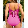 imageSummer Mae One Shoulder Womens One Piece Swimsuit Ribbed Scalloped Swim Suits Slimming Full Coverage Modest Bathing SuitPink