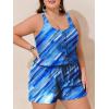 imageSummer Mae Plus Size Swim Romper One Piece Swimsuit Women Blouson Bathing Suit with Pockets 2025 Modest SwimwearBlue Ocean Ripples