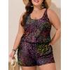 imageSummer Mae Plus Size Swim Romper One Piece Swimsuit Women Blouson Bathing Suit with Pockets 2025 Modest SwimwearGradient Starry Sky