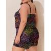 imageSummer Mae Plus Size Swim Romper One Piece Swimsuit Women Blouson Bathing Suit with Pockets 2025 Modest SwimwearGradient Starry Sky