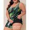 imageSummer Mae Plus Size Swim Romper One Piece Swimsuit Women Blouson Bathing Suit with Pockets 2025 Modest SwimwearGreen Leopard