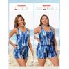 imageSummer Mae Plus Size Swim Romper One Piece Swimsuit Women Blouson Bathing Suit with Pockets 2025 Modest SwimwearMysterious Lake
