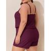 imageSummer Mae Plus Size Swim Romper One Piece Swimsuit Women Blouson Bathing Suit with Pockets 2025 Modest SwimwearPurplish Red