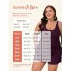 imageSummer Mae Plus Size Swim Romper One Piece Swimsuit Women Blouson Bathing Suit with Pockets 2025 Modest SwimwearPurplish Red