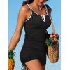 imageSummer Mae Tankini Swimsuits for Women Bathing Suits Top Ruched Two Piece Tummy Control Round Neck with VWire Swim SuitsBlack