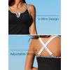 imageSummer Mae Tankini Swimsuits for Women Bathing Suits Top Ruched Two Piece Tummy Control Round Neck with VWire Swim SuitsBlack