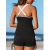 imageSummer Mae Tankini Swimsuits for Women Bathing Suits Top Ruched Two Piece Tummy Control Round Neck with VWire Swim SuitsBlack
