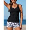 imageSummer Mae Tankini Swimsuits for Women Bathing Suits Top Ruched Two Piece Tummy Control Round Neck with VWire Swim SuitsBlack Coconut Grove
