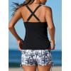 imageSummer Mae Tankini Swimsuits for Women Bathing Suits Top Ruched Two Piece Tummy Control Round Neck with VWire Swim SuitsBlack Coconut Grove