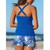 imageSummer Mae Tankini Swimsuits for Women Bathing Suits Top Ruched Two Piece Tummy Control Round Neck with VWire Swim SuitsBlue Coconut Shadows