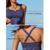 imageSummer Mae Tankini Swimsuits for Women Bathing Suits Top Ruched Two Piece Tummy Control Round Neck with VWire Swim SuitsBluegray Bohemian