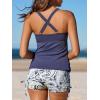 imageSummer Mae Tankini Swimsuits for Women Bathing Suits Top Ruched Two Piece Tummy Control Round Neck with VWire Swim SuitsBluegray Bohemian