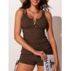 imageSummer Mae Tankini Swimsuits for Women Bathing Suits Top Ruched Two Piece Tummy Control Round Neck with VWire Swim SuitsBrown
