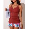 imageSummer Mae Tankini Swimsuits for Women Bathing Suits Top Ruched Two Piece Tummy Control Round Neck with VWire Swim SuitsCerulean Crimson