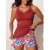 imageSummer Mae Tankini Swimsuits for Women Bathing Suits Top Ruched Two Piece Tummy Control Round Neck with VWire Swim SuitsCerulean Crimson