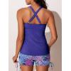 imageSummer Mae Tankini Swimsuits for Women Bathing Suits Top Ruched Two Piece Tummy Control Round Neck with VWire Swim SuitsGreen Shadow on White