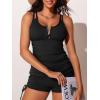 imageSummer Mae Tankini Swimsuits for Women Bathing Suits Top Ruched Two Piece Tummy Control Round Neck with VWire Swim SuitsPure Black