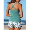imageSummer Mae Tankini Swimsuits for Women Bathing Suits Top Ruched Two Piece Tummy Control Round Neck with VWire Swim SuitsSolitary Silhouette Bloom