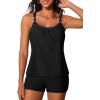 imageSummer Mae Womens Tankini Swimsuits 2 Piece Tummy Control Bathing Suit with Pocket Shorts Ring Linked 2025 SwimwearBlack