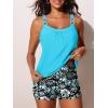 imageSummer Mae Womens Tankini Swimsuits 2 Piece Tummy Control Bathing Suit with Pocket Shorts Ring Linked 2025 SwimwearBlack Floral Sketch