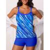 imageSummer Mae Womens Tankini Swimsuits 2 Piece Tummy Control Bathing Suit with Pocket Shorts Ring Linked 2025 SwimwearBlue Ocean Ripples