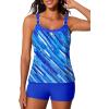 imageSummer Mae Womens Tankini Swimsuits 2 Piece Tummy Control Bathing Suit with Pocket Shorts Ring Linked 2025 SwimwearBlue Ocean Ripples