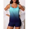 imageSummer Mae Womens Tankini Swimsuits 2 Piece Tummy Control Bathing Suit with Pocket Shorts Ring Linked 2025 SwimwearDeep Blue Gradient