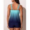 imageSummer Mae Womens Tankini Swimsuits 2 Piece Tummy Control Bathing Suit with Pocket Shorts Ring Linked 2025 SwimwearDeep Blue Gradient