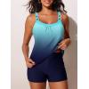 imageSummer Mae Womens Tankini Swimsuits 2 Piece Tummy Control Bathing Suit with Pocket Shorts Ring Linked 2025 SwimwearDeep Blue Gradient