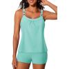 imageSummer Mae Womens Tankini Swimsuits 2 Piece Tummy Control Bathing Suit with Pocket Shorts Ring Linked 2025 SwimwearLagoon