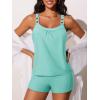imageSummer Mae Womens Tankini Swimsuits 2 Piece Tummy Control Bathing Suit with Pocket Shorts Ring Linked 2025 SwimwearLagoon