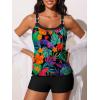 imageSummer Mae Womens Tankini Swimsuits 2 Piece Tummy Control Bathing Suit with Pocket Shorts Ring Linked 2025 SwimwearRed Green Dreams