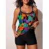 imageSummer Mae Womens Tankini Swimsuits 2 Piece Tummy Control Bathing Suit with Pocket Shorts Ring Linked 2025 SwimwearRed Green Dreams