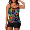 imageSummer Mae Womens Tankini Swimsuits 2 Piece Tummy Control Bathing Suit with Pocket Shorts Ring Linked 2025 SwimwearRed Green Dreams