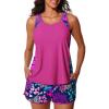 imageSummer Mae Blouson Tankini Swimsuits for Women 2025 Tummy Control Two Piece Bathing Suits with Sporty Pockets Swim ShortsDeepsea Driftinga