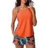 imageSummer Mae Blouson Tankini Swimsuits for Women 2025 Tummy Control Two Piece Bathing Suits with Sporty Pockets Swim ShortsTropical Green Foliage