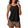 imageSummer Mae Blouson Tankini Swimsuits for Women 2025 Tummy Control Two Piece Bathing Suits with Sporty Pockets Swim ShortsWild Panthera