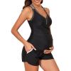 imageSummer Mae Maternity Two Piece Swimsuit Tankini High Waist Pregnancy Bathing Suit with Pockets Cross Back SwimwearBlack