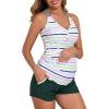 imageSummer Mae Maternity Two Piece Swimsuit Tankini High Waist Pregnancy Bathing Suit with Pockets Cross Back SwimwearRainbow Parallel Paths