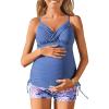 imageSummer Mae Maternity Two Piece Swimsuit Tankini Nursing Swimsuit Twist Ribbed Bathing Suit Breastfeeding Pregnancy SwimwearBlossoming Peach